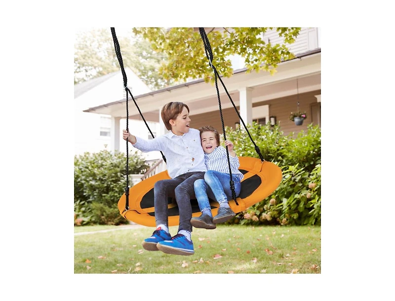 Slickblue Toddler 40 Inches Saucer Tree Swing Round with Adjustable Ropes and Carabiners