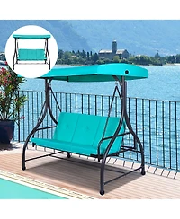 Costway Converting Outdoor Swing Canopy Hammock 3 Seats Patio Deck Furniture Turquoise