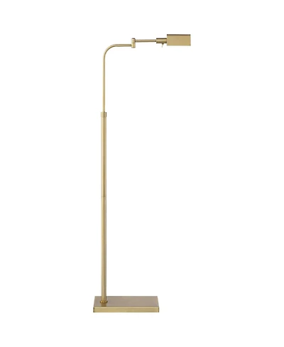 Possini Euro Design Keegan Traditional Pharmacy Floor Lamp 54 1/4" Tall Warm Gold Adjustable Swing Arm Metal Tent Shade for Living Room Reading