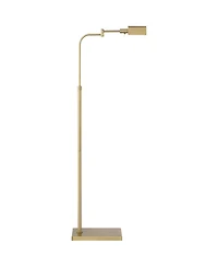 Possini Euro Design Keegan Traditional Pharmacy Floor Lamp 54 1/4" Tall Warm Gold Adjustable Swing Arm Metal Tent Shade for Living Room Reading