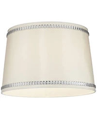 Springcrest White Medium Drum Lamp Shade with Crystal Trim 13" Top x 15" Bottom x 10" High x 10" Slant (Spider) Replacement