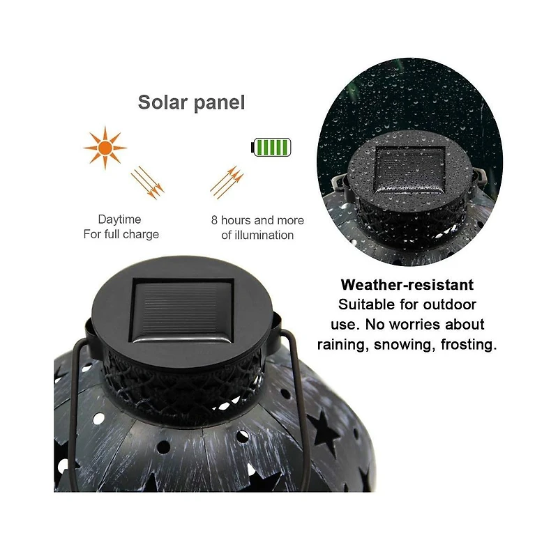 2-Pack Solar Lantern Outdoor Waterproof Garden Decor