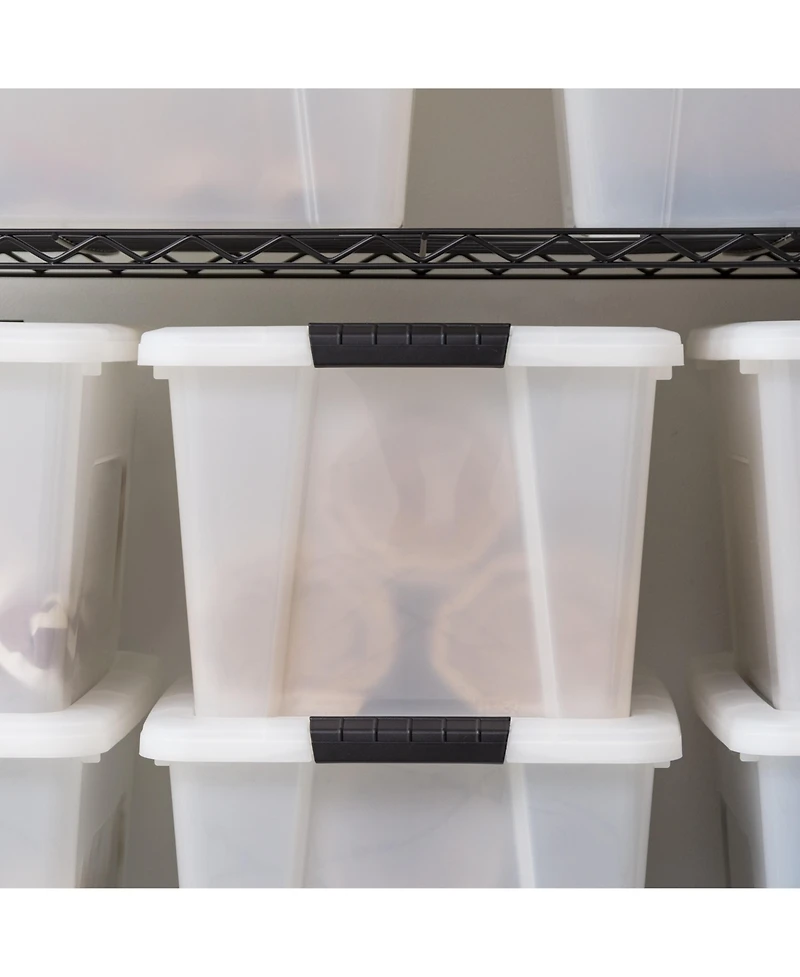 Iris Usa 8 Pack 33 Quart Stackable Plastic Storage Bins with Lids and Latching Buckles, Pearl, Containers with Lids and Latches