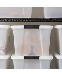Iris Usa 8 Pack 33 Quart Stackable Plastic Storage Bins with Lids and Latching Buckles, Pearl, Containers with Lids and Latches