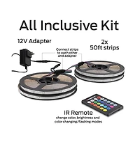 Monster Cable 100ft Multi-Color Led Light Strip with Remote