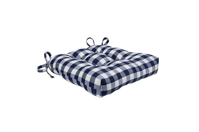 Kate Aurora Country Living Gingham Plaid Checkered Farmhouse Chair Cushion Pads