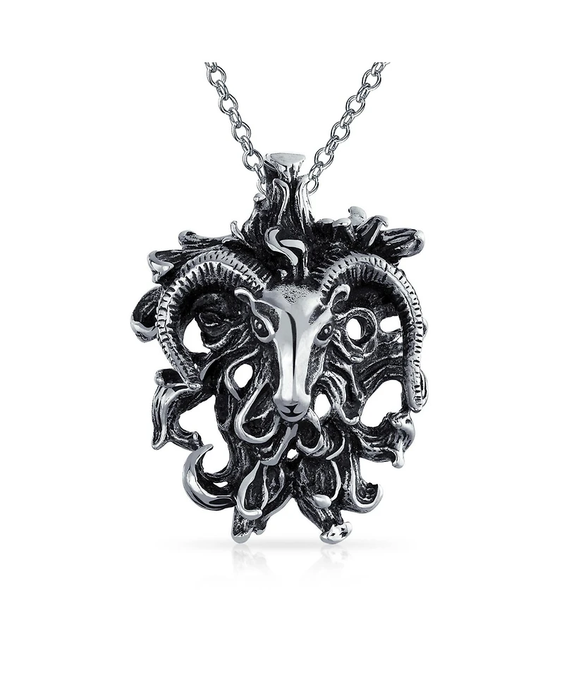 Bling Jewelry Aries Ram Head Zodiac Sign Astrology Horoscope Pendant Necklace Sterling Silver Men
