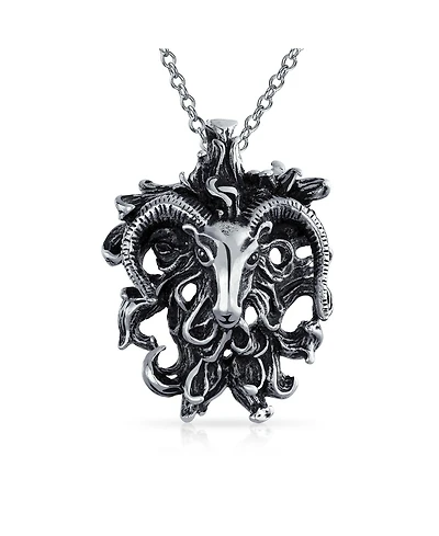 Bling Jewelry Aries Ram Head Zodiac Sign Astrology Horoscope Pendant Necklace Sterling Silver Men