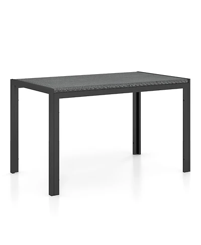 Rectangular Wicker Patio Dining Table for Outdoor Deck or Garden Seating