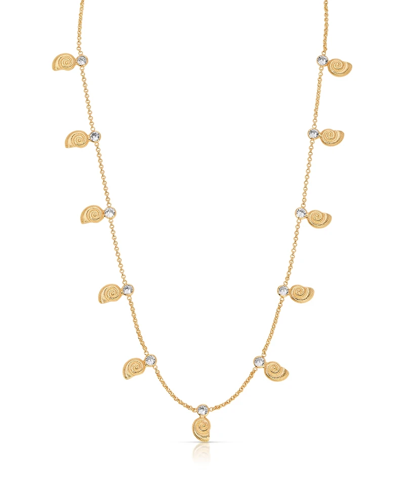 Ettika 18k Gold Plated Swirled Shell Dangle Charm Necklace
