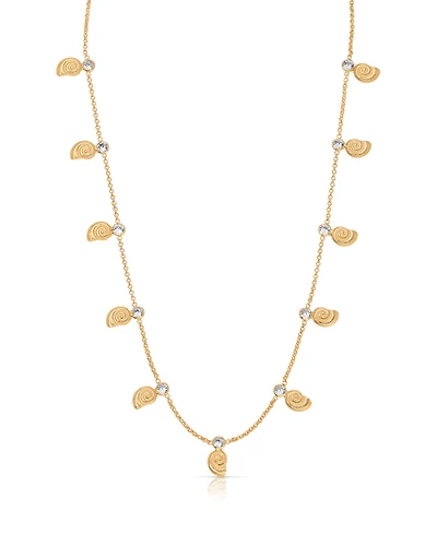 Ettika 18k Gold Plated Swirled Shell Dangle Charm Necklace