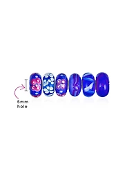 Bling Jewelry Mixed Set Of Bundle Sterling Silver Core Translucent Shades Of Blue Murano Glass Lamp work 3DFlower Charm Bead Spacer Fits European Brac