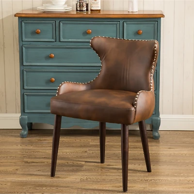 Streamdale Furniture Tufted Button Back barrel chair with Nailhead, Brown