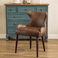 Streamdale Furniture Tufted Button Back barrel chair with Nailhead, Brown