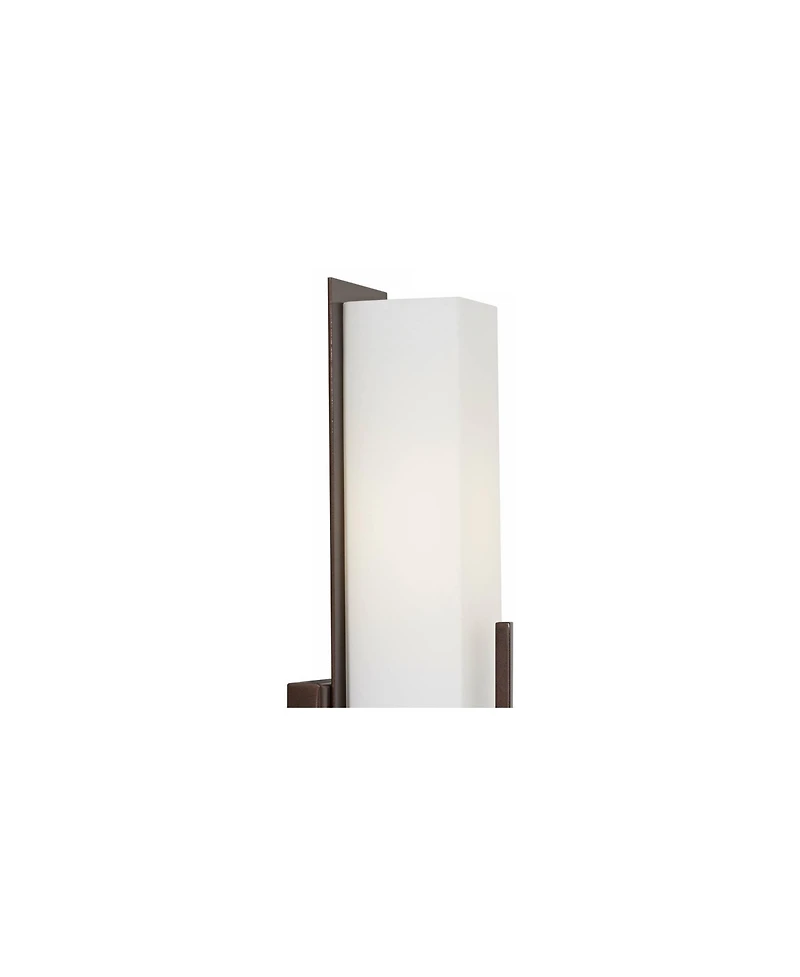 Possini Euro Design Midtown Modern Wall Light Sconce Bronze Hardwire 4 1/2" Fixture Opal White Glass Shade for Bedroom Bathroom Vanity Reading Ho
