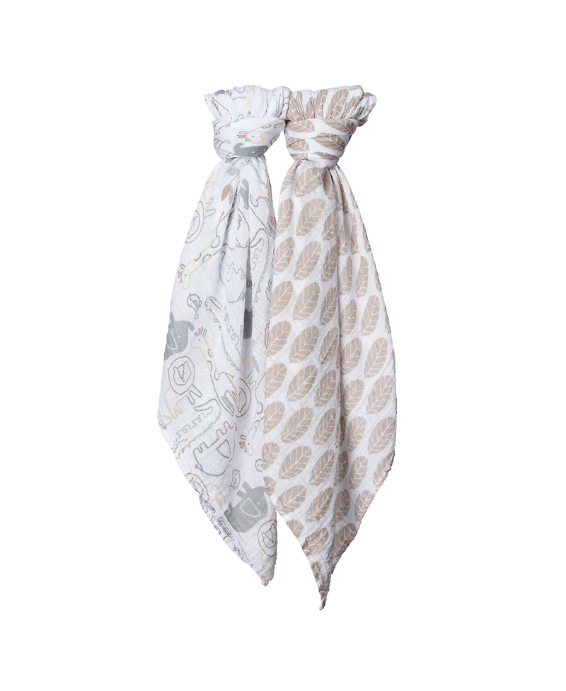 Lambs & Ivy Jungle Story 100% Cotton Muslin Safari Swaddle Blankets - 2 Pack