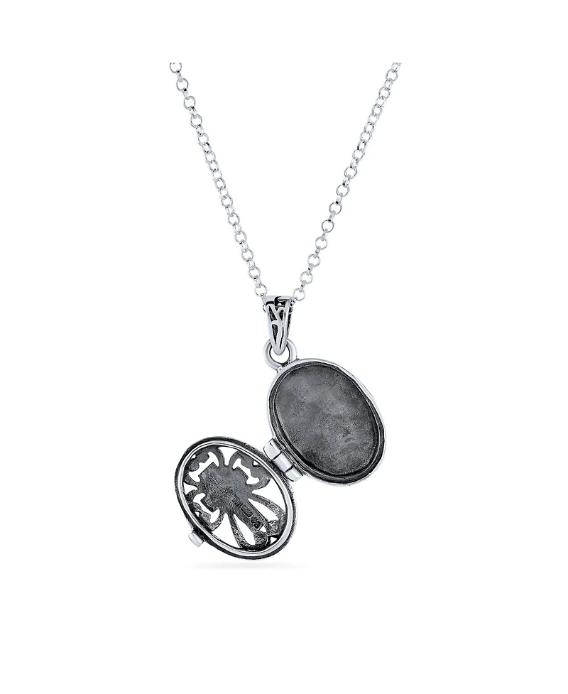 Bling Jewelry Delicate Religious Christian Oval Cross Prayer Box Locket Holds Photo Diffuser Perfumer Pendant Silver