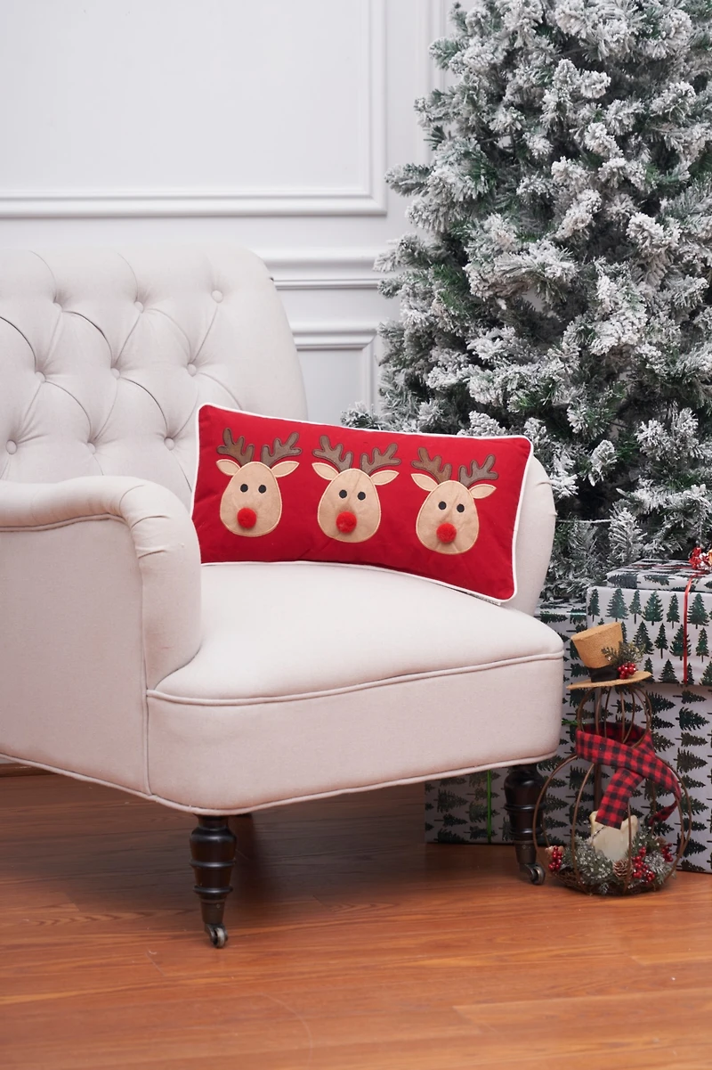 C&F Home 10" x 20" Reindeer Games Applique Christmas Holiday Throw Pillow