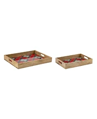 Slickblue Cozy Plaid Tray - Set of 2 for Festive Home Decor