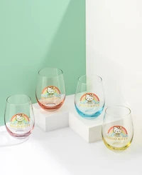JoyJolt Hello Kitty Sweet Rainbow Stemless Drinking Glasses, Set of 4