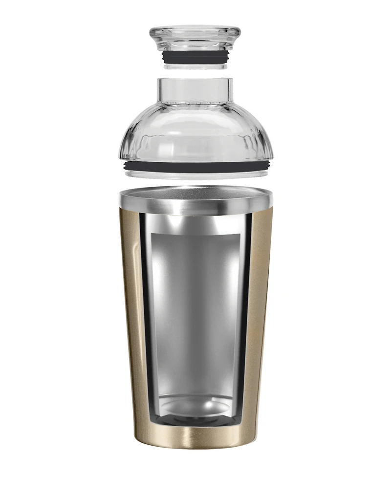 Oggi Groove 17oz. Double Wall Vacuum Insulated Stainless Steel Cocktail Shaker