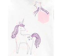 Carter's Toddler Girls Unicorn-Print 100% Snug-Fit Cotton Pajamas, 4 Piece Set