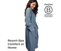 Cariloha Waffle Knit Bath Robe | Marine Blue | Unisex, Large/X-Large | Viscose Material | Soft, Comfortable, & Wicks Moisture