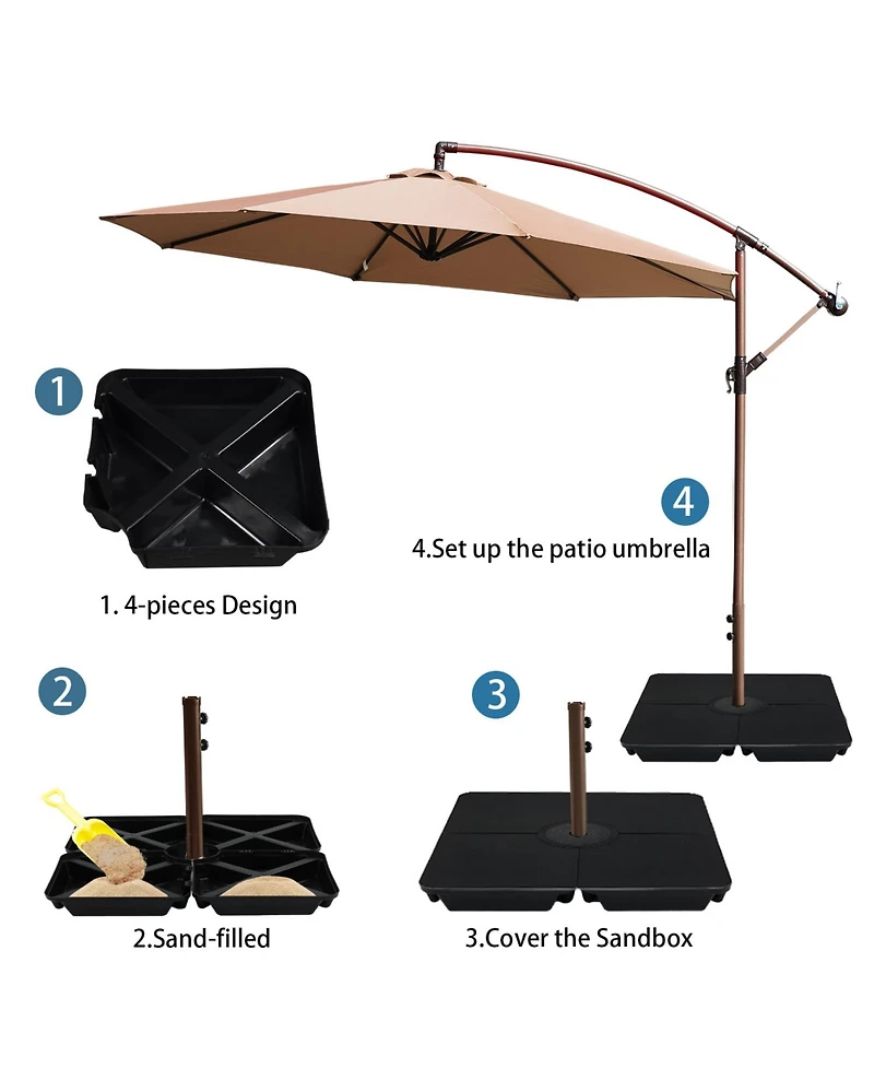 Aoodor Offset Patio Umbrella 10 Cantilever Hanging Market Umbrella Water Resistant Uv Protection Blue- Base Stand is Included
