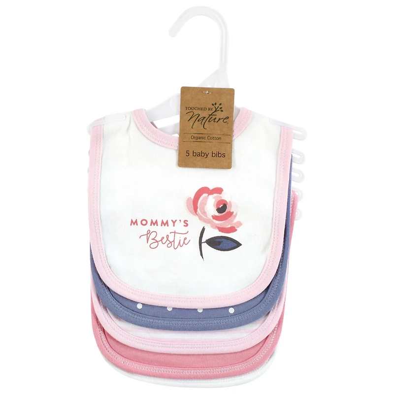 Touched by Nature Baby Girls and Boys Elephant Bibs, Pack of 5