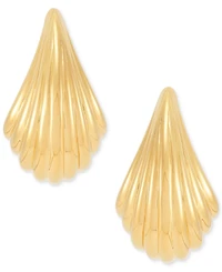 Polished Graduated Shrimp Design Grooved Stud Earrings in 14k Gold