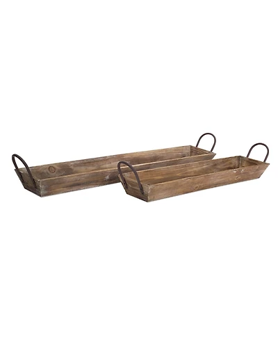 Slickblue Wooden Tray With Handles (Set of 2)