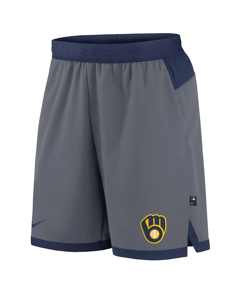 Nike Men's Gray Milwaukee Brewers Authentic Collection Flex Vent Performance Shorts