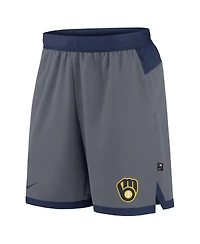 Nike Men's Gray Milwaukee Brewers Authentic Collection Flex Vent Performance Shorts