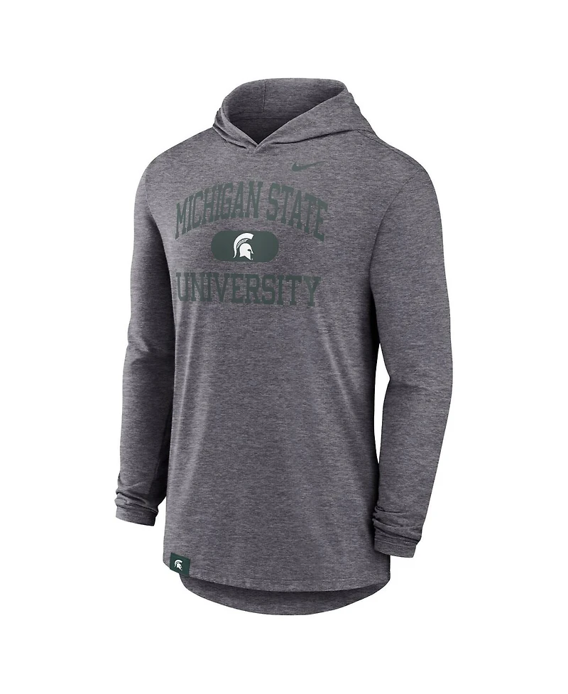 Nike Men's Heather Gray Michigan State Spartans Blitz Hoodie Long Sleeve T-Shirt