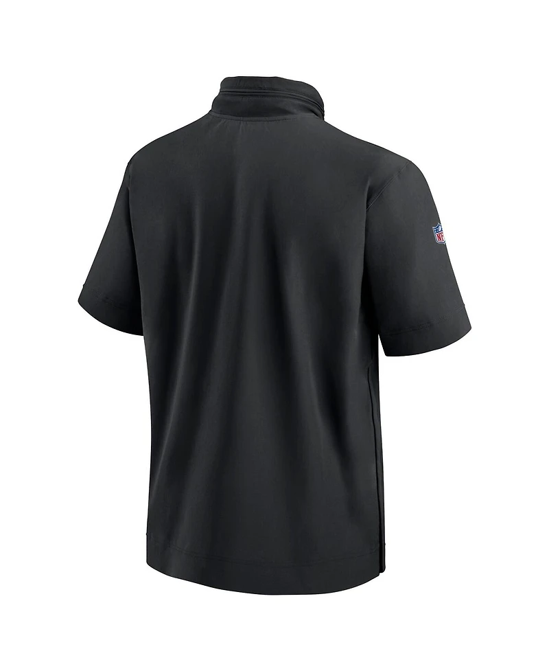 Nike Men's Black New York Jets 2024 Sideline Coach Short Sleeve Half-Zip Hoodie Jacket