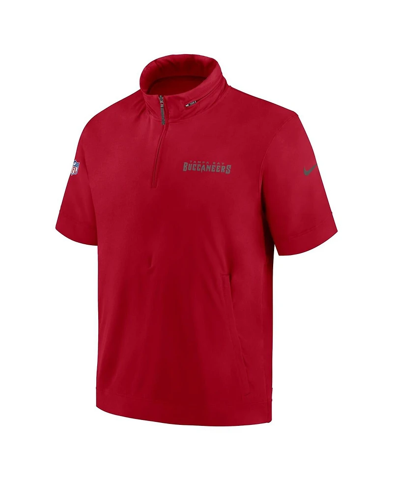 Nike Men's Red Tampa Bay Buccaneers 2024 Sideline Coach Short Sleeve Half-Zip Hoodie Jacket