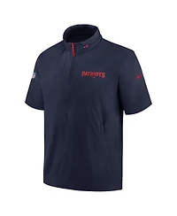 Nike Men's Navy New England Patriots 2024 Sideline Coach Short Sleeve Half-Zip Hoodie Jacket