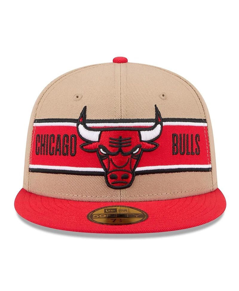 New Era Men's Tan/Red Chicago Bulls 2024 Nba Draft 59FIFTY Fitted Hat