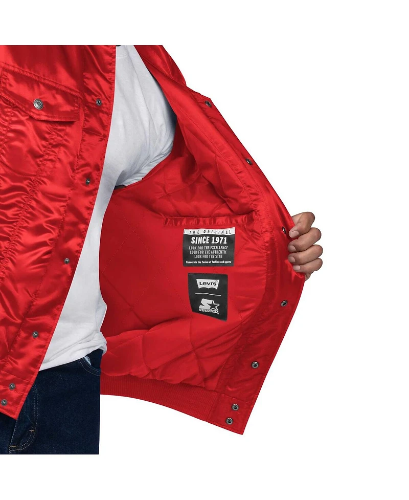 Levi's x Starter Men's Red St. Louis Cardinals Silver Tab Satin Full-Snap Trucker Jacket