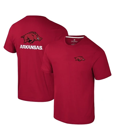 Colosseum Men's Cardinal Arkansas Razorbacks Logo Lockup 2-Hit Active Blend T-Shirt