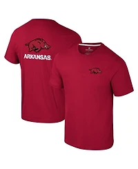 Colosseum Men's Cardinal Arkansas Razorbacks Logo Lockup 2-Hit Active Blend T-Shirt