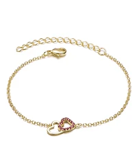 GiGiGirl Kids 18k Rose Gold Plated Cubic Zirconia Double Heart Entwined White Gold Plated Bracelet