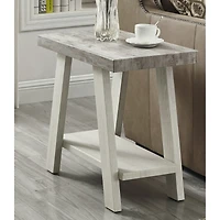 Streamdale Furniture Two-Tone Wood Shelf Side Table in Weathered Gray and Beige