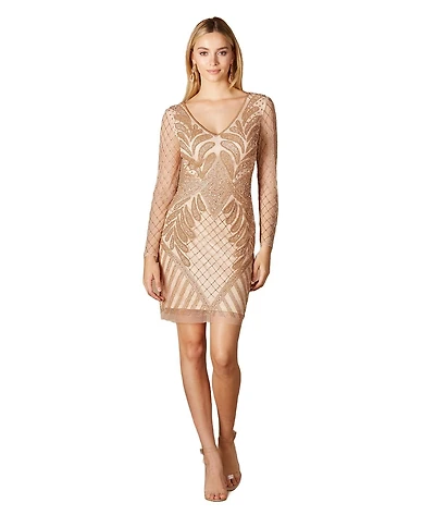 Lara Women's Long Sleeve Beaded Cocktail Dress