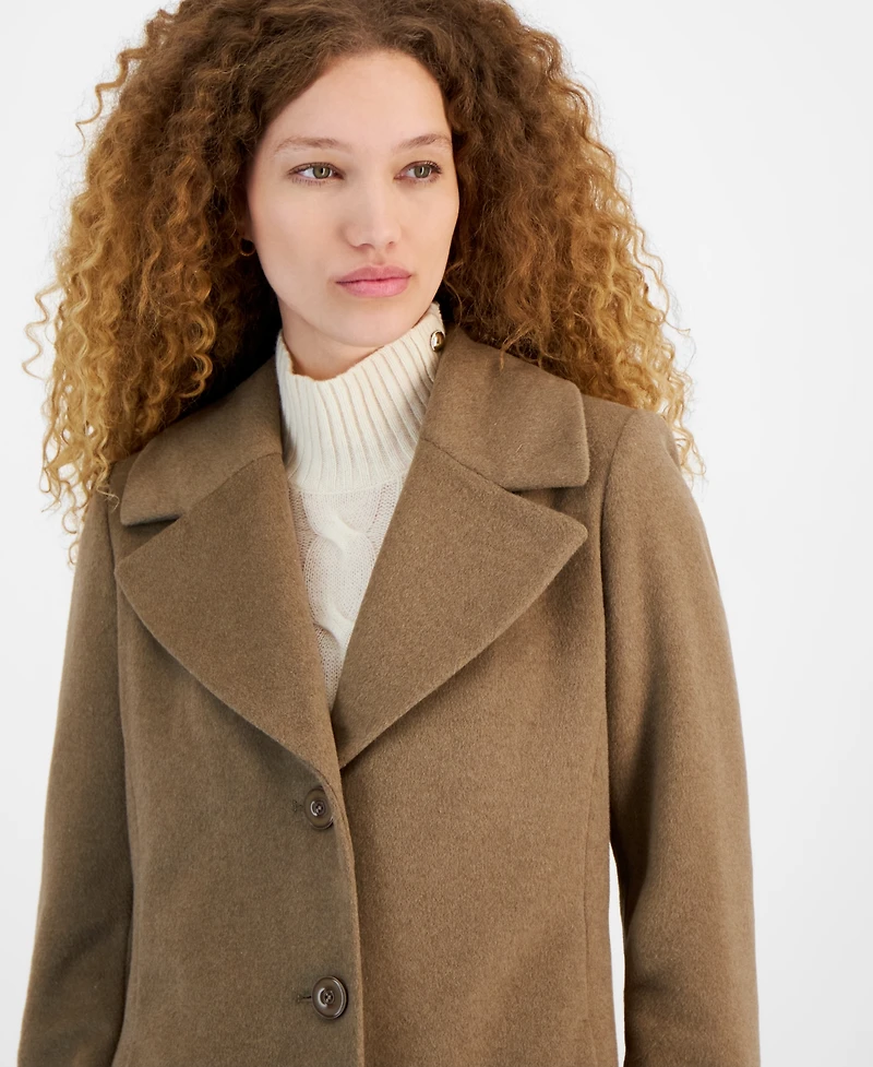 Via Spiga Women's Single-Breasted Faux-Fur-Collar Maxi Coat