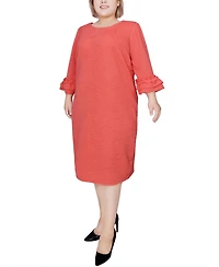 Ny Collection Plus 3/4 Length Sleeve Textured Knit Dress