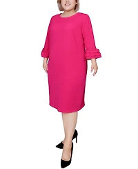 Ny Collection Plus Size 3/4 Length Sleeve Textured Knit Dress