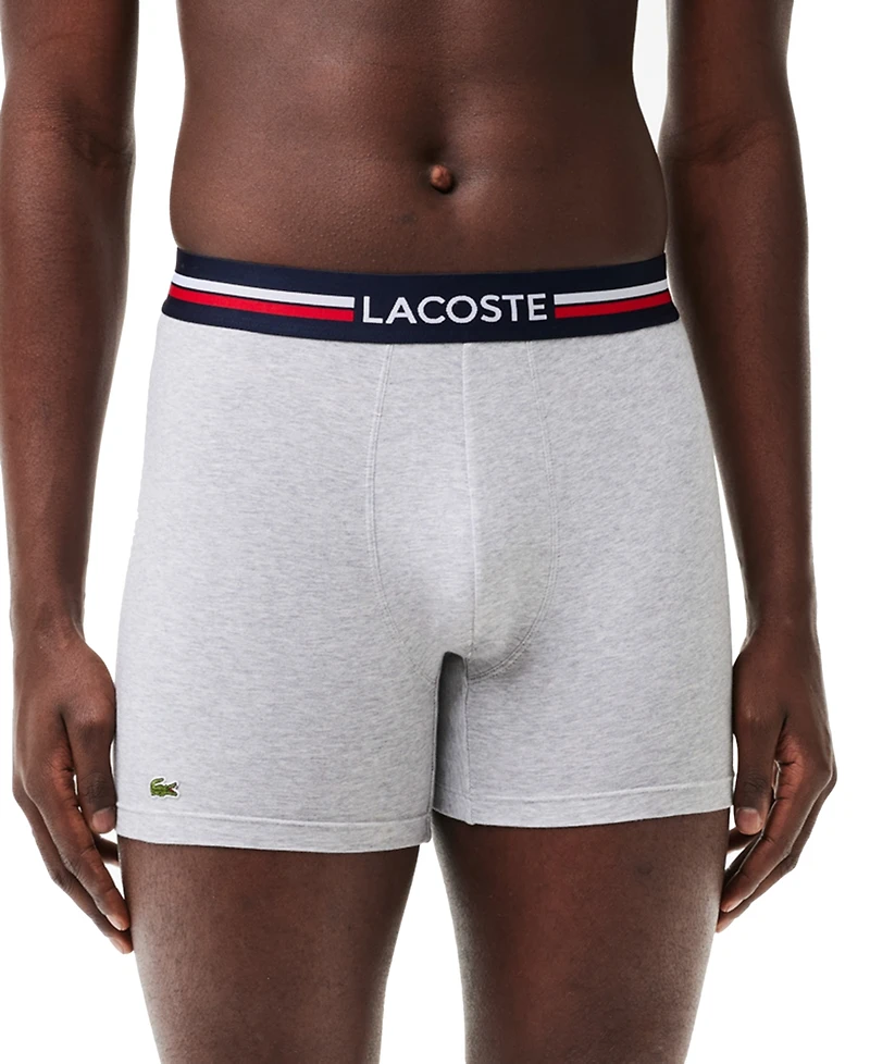 Lacoste Men's 3-Pack Regular-Fit Stretch French Flag Boxer Briefs