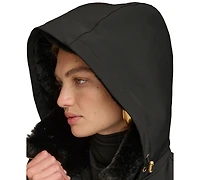 Donna Karan New York Women's Faux-Fur-Collar Short Puffer Coat