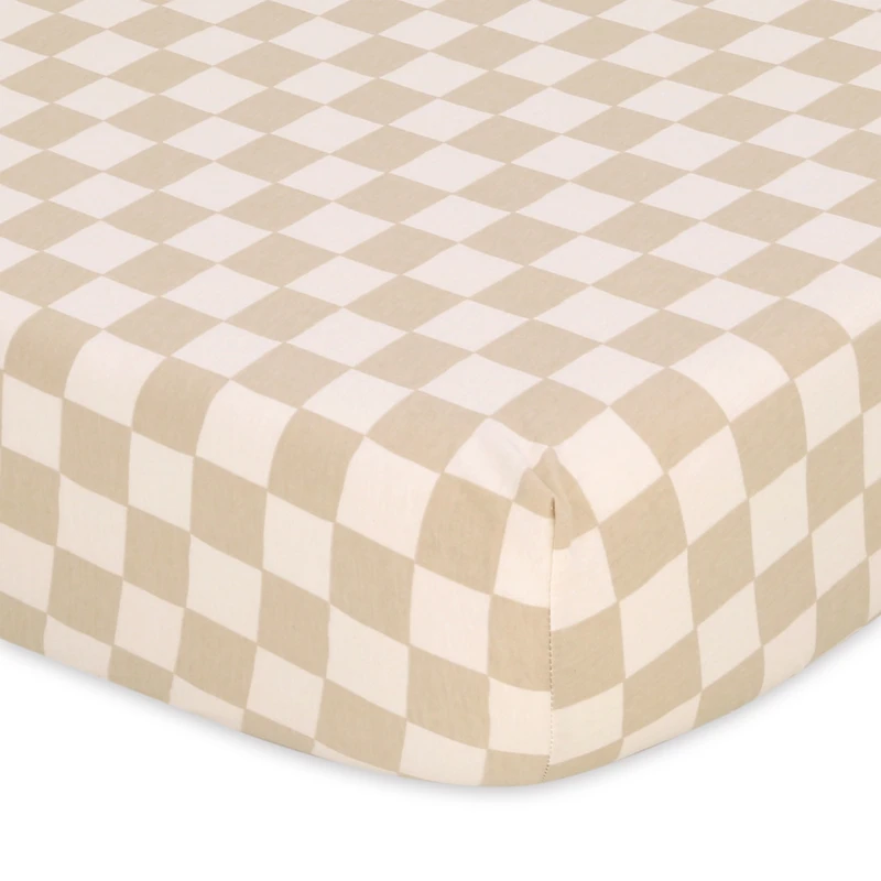 The Peanutshell Cheerful Check Cotton Jersey 4 Pack Fitted Crib Sheets